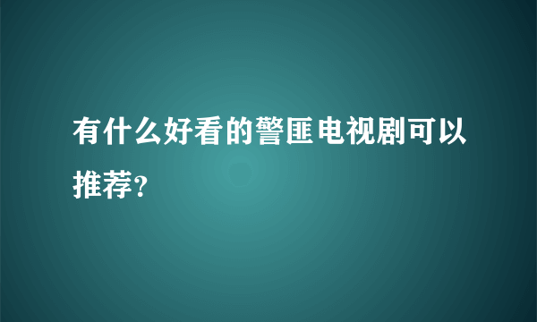 有什么好看的警匪电视剧可以推荐？