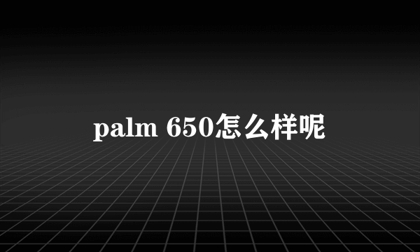 palm 650怎么样呢