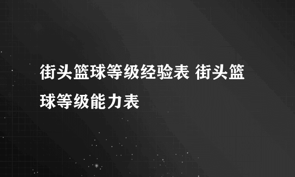 街头篮球等级经验表 街头篮球等级能力表