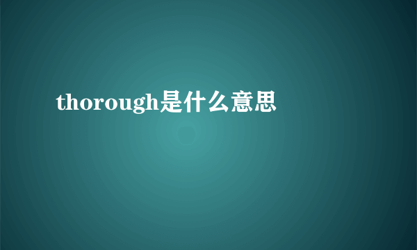 thorough是什么意思