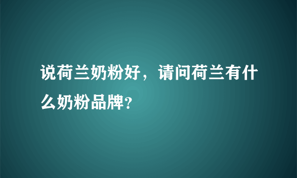 说荷兰奶粉好，请问荷兰有什么奶粉品牌？