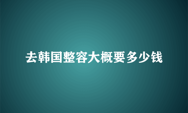 去韩国整容大概要多少钱