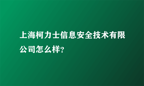 上海柯力士信息安全技术有限公司怎么样？