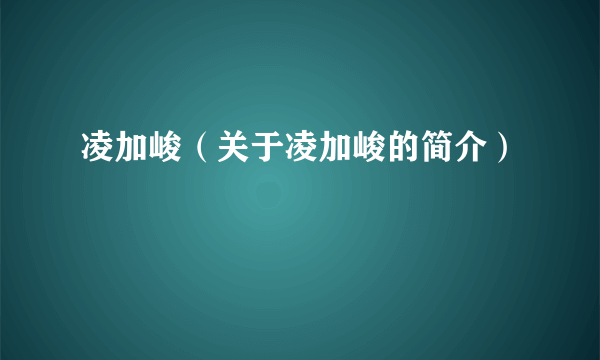 凌加峻（关于凌加峻的简介）