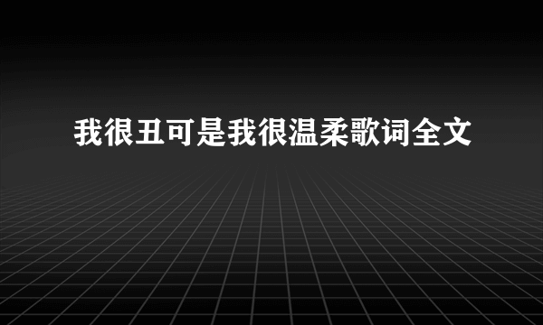 我很丑可是我很温柔歌词全文