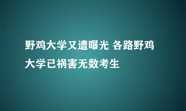 野鸡大学又遭曝光 各路野鸡大学已祸害无数考生