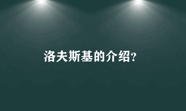 洛夫斯基的介绍？