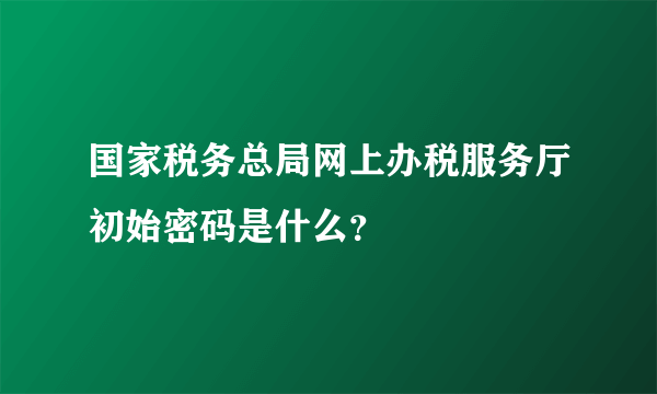 国家税务总局网上办税服务厅初始密码是什么？