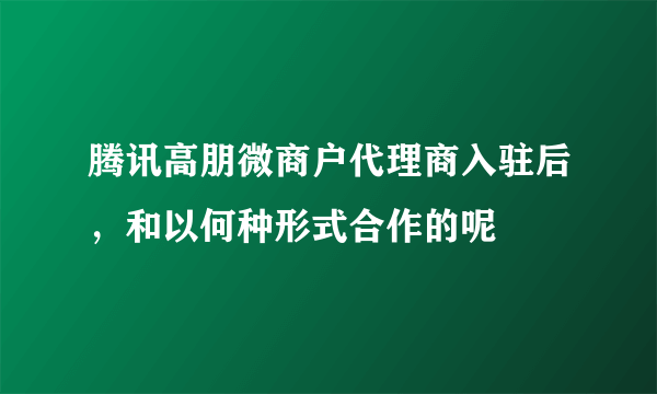 腾讯高朋微商户代理商入驻后，和以何种形式合作的呢