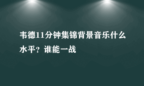 韦德11分钟集锦背景音乐什么水平？谁能一战