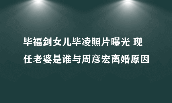 毕福剑女儿毕凌照片曝光 现任老婆是谁与周彦宏离婚原因