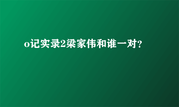 o记实录2梁家伟和谁一对？