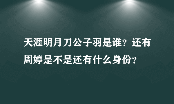 天涯明月刀公子羽是谁？还有周婷是不是还有什么身份？