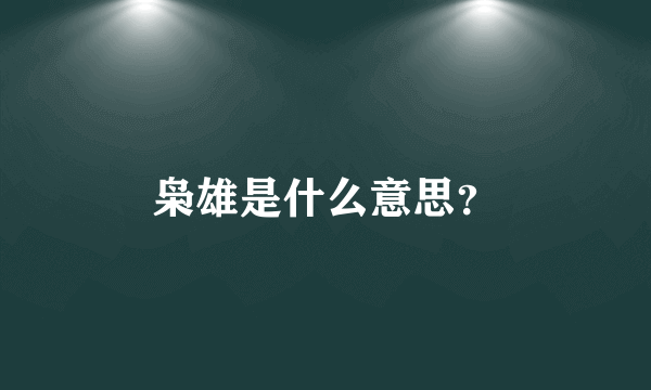 枭雄是什么意思？