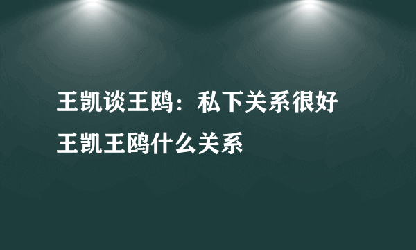 王凯谈王鸥：私下关系很好 王凯王鸥什么关系