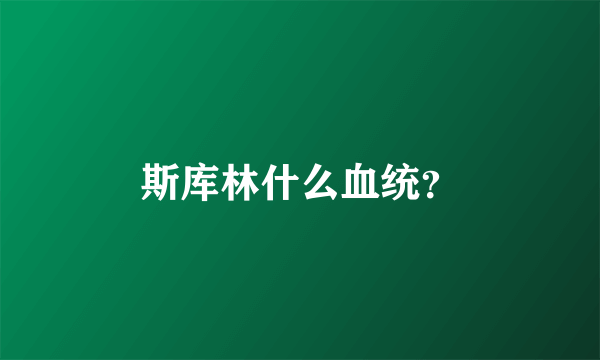 斯库林什么血统？