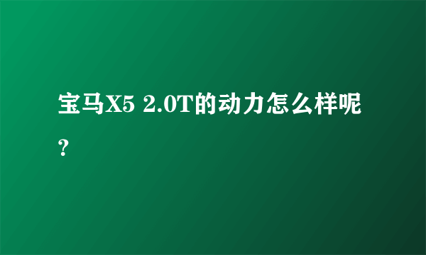 宝马X5 2.0T的动力怎么样呢？