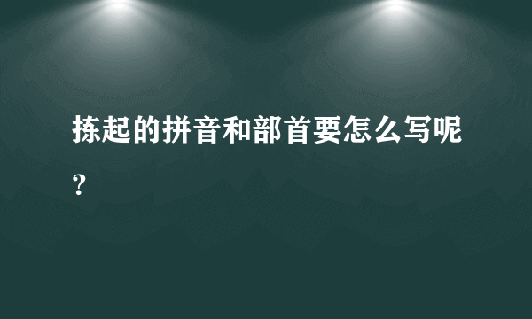 拣起的拼音和部首要怎么写呢？