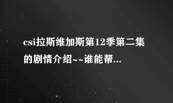 csi拉斯维加斯第12季第二集的剧情介绍~~谁能帮忙一下，要写观后感~