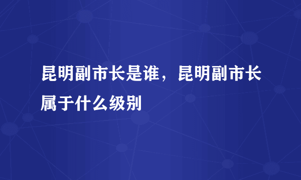 昆明副市长是谁，昆明副市长属于什么级别