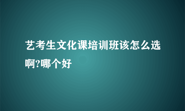 艺考生文化课培训班该怎么选啊?哪个好