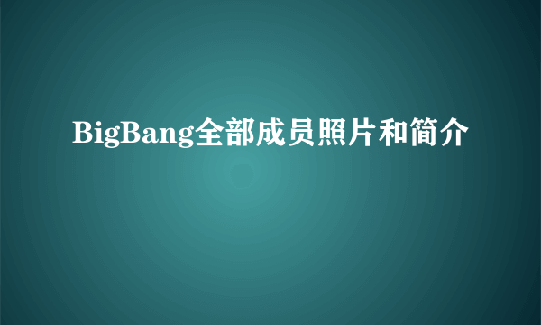 BigBang全部成员照片和简介