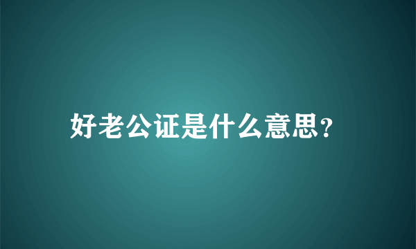 好老公证是什么意思？