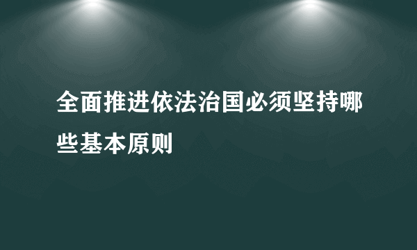 全面推进依法治国必须坚持哪些基本原则