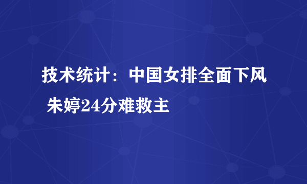 技术统计：中国女排全面下风 朱婷24分难救主