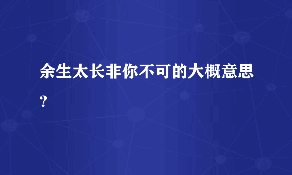 余生太长非你不可的大概意思？