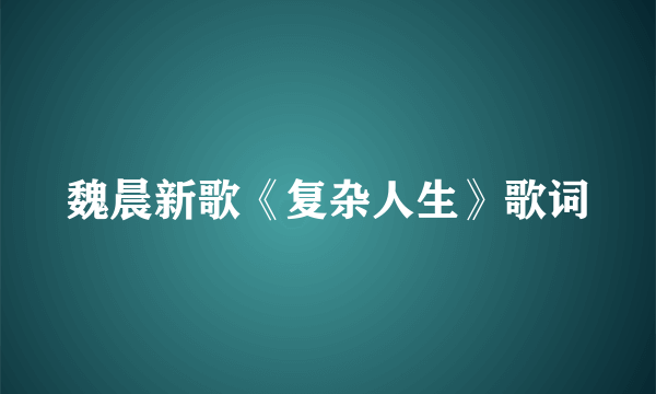 魏晨新歌《复杂人生》歌词