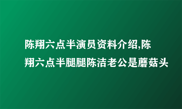 陈翔六点半演员资料介绍,陈翔六点半腿腿陈洁老公是蘑菇头