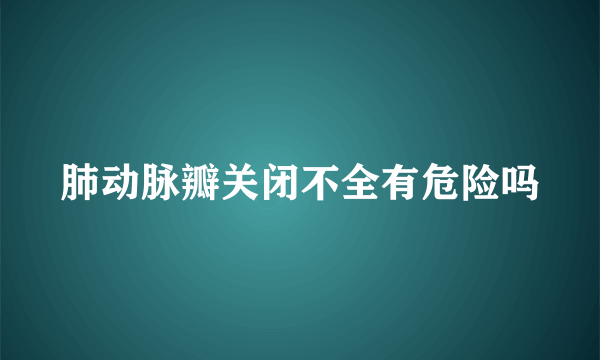 肺动脉瓣关闭不全有危险吗