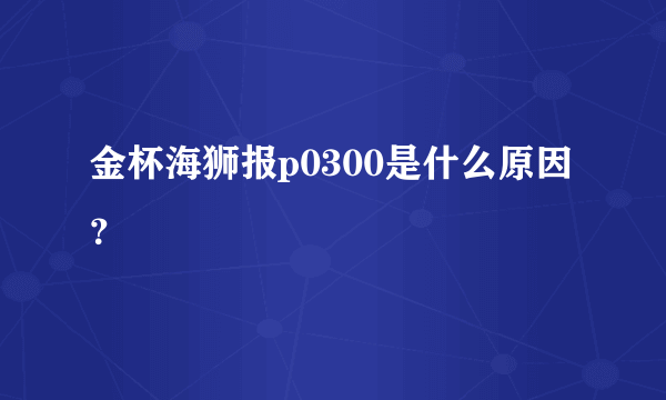 金杯海狮报p0300是什么原因？