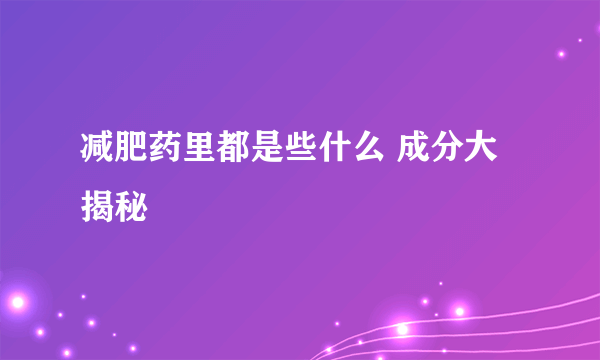 减肥药里都是些什么 成分大揭秘