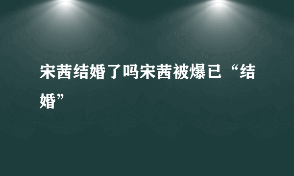 宋茜结婚了吗宋茜被爆已“结婚”