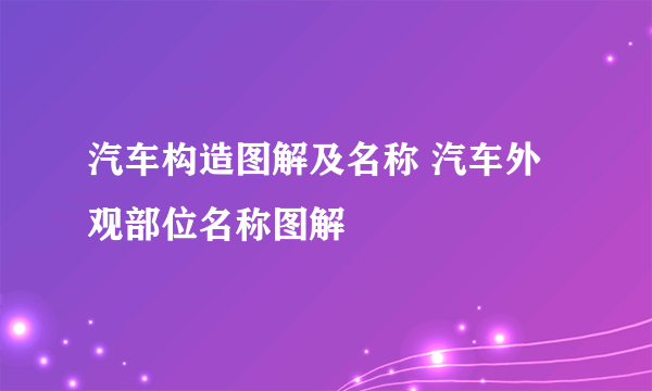 汽车构造图解及名称 汽车外观部位名称图解