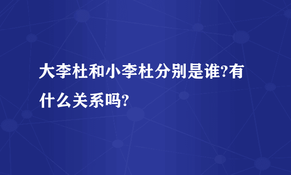 大李杜和小李杜分别是谁?有什么关系吗?