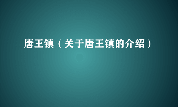 唐王镇（关于唐王镇的介绍）