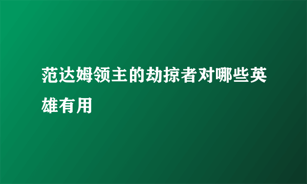 范达姆领主的劫掠者对哪些英雄有用