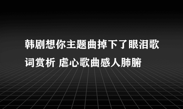 韩剧想你主题曲掉下了眼泪歌词赏析 虐心歌曲感人肺腑