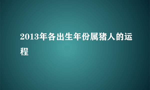 2013年各出生年份属猪人的运程