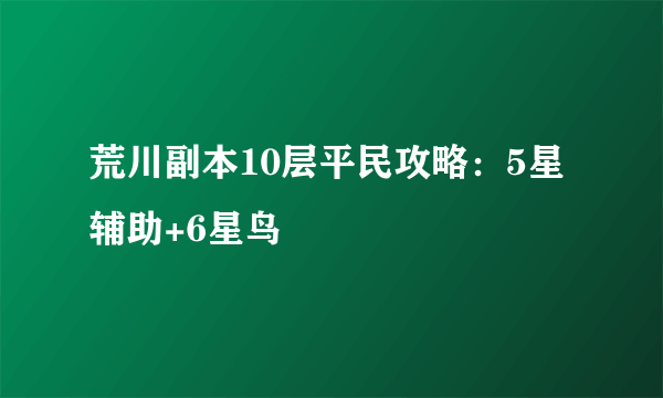 荒川副本10层平民攻略：5星辅助+6星鸟