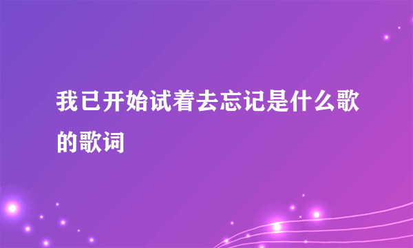 我已开始试着去忘记是什么歌的歌词