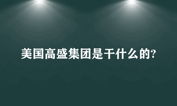 美国高盛集团是干什么的?