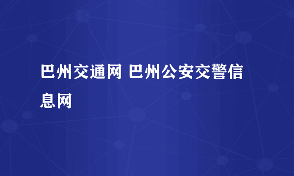 巴州交通网 巴州公安交警信息网