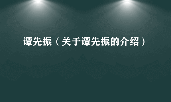 谭先振（关于谭先振的介绍）