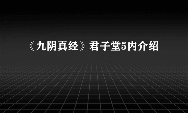 《九阴真经》君子堂5内介绍