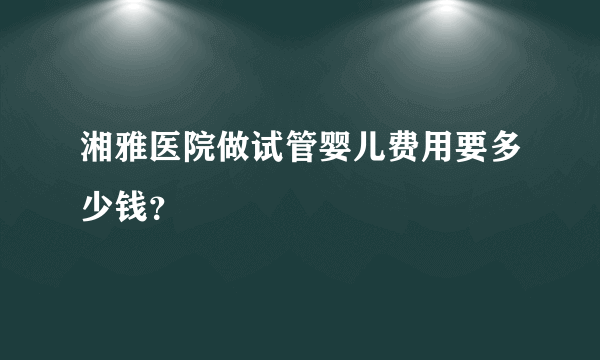 湘雅医院做试管婴儿费用要多少钱？