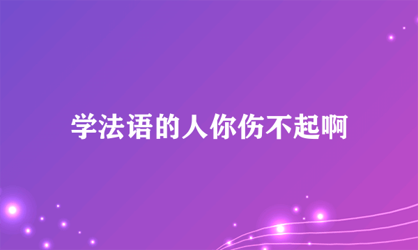 学法语的人你伤不起啊